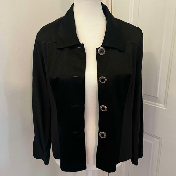 Vintage 80's Black Long Sleeve Blazer Expo Petite Size 8P Small - Picture 1 of 3